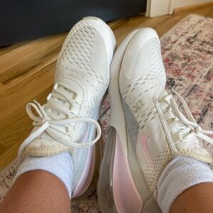 Nike Women's Air Max 270 White and Pink Sneakers